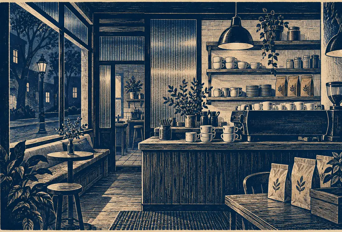 Illustration of cafés and their working space
